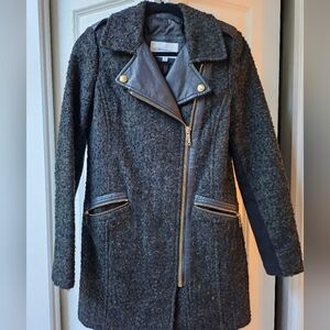 BCBGeneration Khaki & Black Leather Coat - Size XS